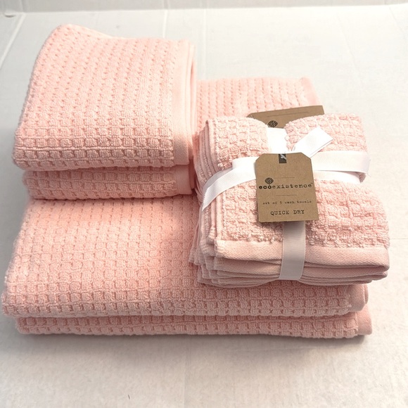 Ecoexistence Other - 9pc ECOEXISTENCE Oversized Quick Dry 100% Cotton Bath Towel Set - Pink Dogwood